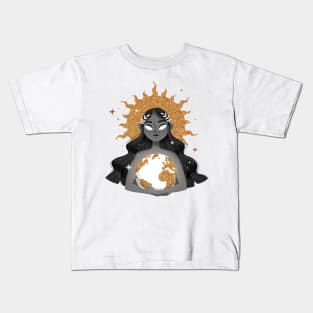 Gaia - Black and Gold Kids T-Shirt